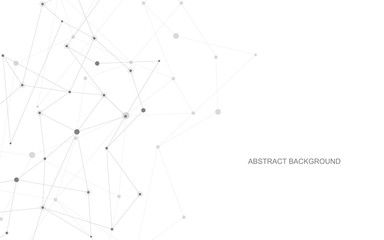 Vector global creative social network. Abstract polygonal background with lines and dots.