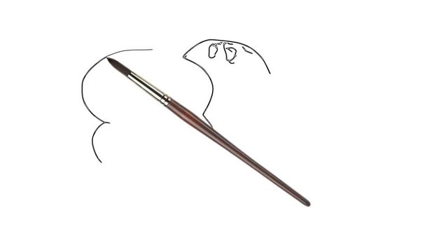 Ripe fruit and leaves of mint. Draw a path. Animation