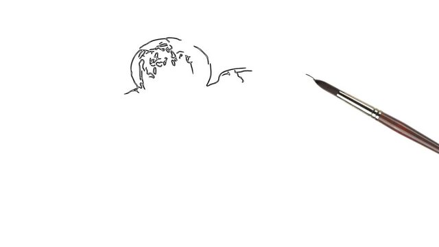 Ripe fruit and leaves of mint. Draw a path. Animation