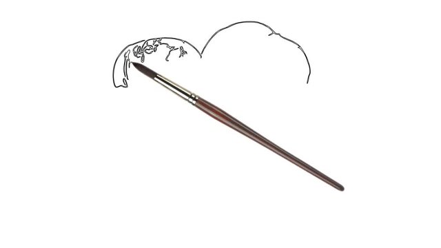 Ripe fruit and leaves of mint. Draw a path. Animation