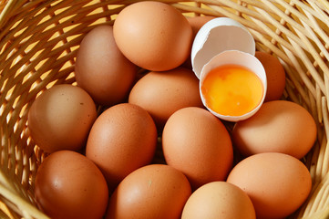 Brown and white eggs