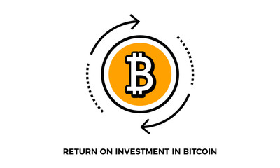 Bitcoin Return on Investment. Vector Icon Illustration of Cryptocurrency
