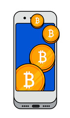 Cryptocurrency Mobile Banking. Bitcoin Exchange. Bitcoin Mining. Bitcoins in Mobile Phone.