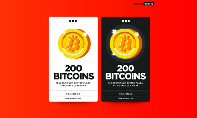 200 Bitcoins Card with Text Template and Number