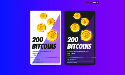 200 Bitcoins Card with Text Template and Number