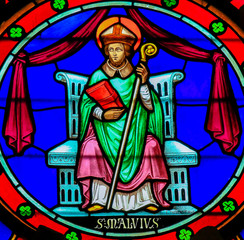 Stained Glass - Saint Manveus or Manvieu, bishop of Bayeux