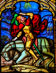 Obraz premium Stained Glass in the Cathedral of Bayeux