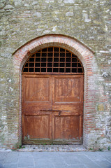ancient wooden door of country building