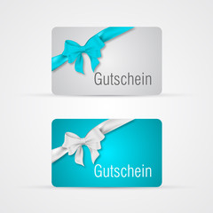 Karte Schleife Gutschein. gutscheinkarte mit Band