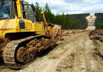 Bulldozer at construction site