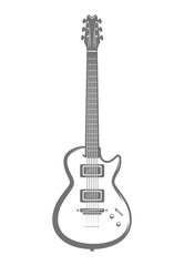 Naklejka premium electric guitar monochrome vector illustration