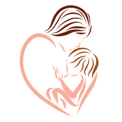 Mother nursing a baby, love and tenderness, logo