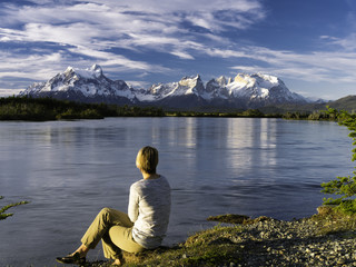 Sunset, Rio Serrano & Torres del Paine