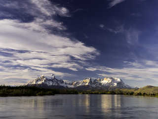 Sunset, Rio Serrano & Torres del Paine