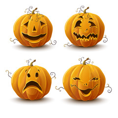 set of pumpkins for the holiday of Halloween. Vector