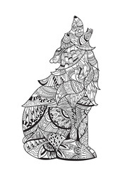 Dog is zentagle. Coloring page. Vector