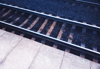 Fototapeta premium Diagonal city railway bokeh background