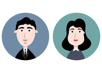 Avatars of man and woman in business suit