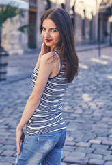 Portrait of beautiful charming smiling woman