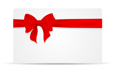 Gift Cards Bow And Ribbon. Gift card with realistic ribbon and bow. Geschenkkarte mit Schleife.