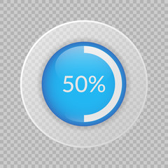 50 percent pie chart on transparent background. Percentage vector infographics. Circle diagram isolated. Business illustration icon for marketing project, finance, financial report, web design