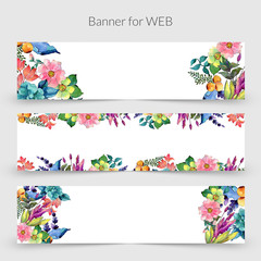 Tropical flower frame in a watercolor style. Aquarelle wild flower for background, texture, wrapper pattern, frame or border.