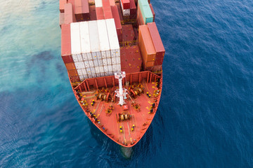 Large container ship at sea - Aerial image