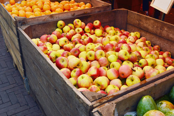 many apples in the big woodden box