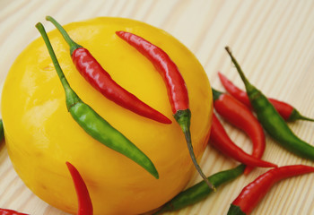 fresh chilies with peppers cheese