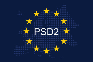 Payment Services Directive 2 (PSD2) on European Union Flag