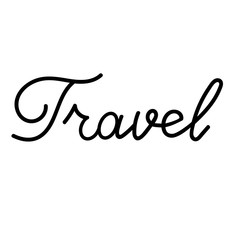 Travel lettering isolated on white, hand written vector. Adventure concept