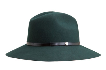 Fashionable female hat of green color
