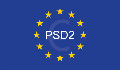 Payment Services Directive 2 (PSD2) on European Union Flag
