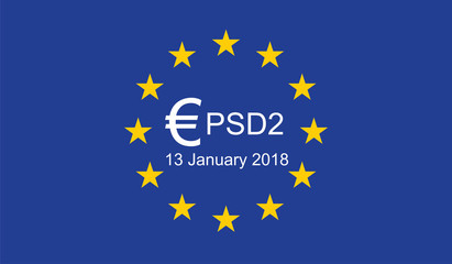 Payment Services Directive 2 (PSD2) on European Union Flag