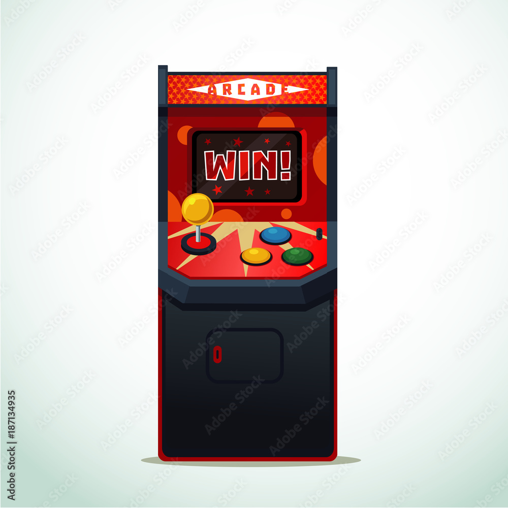 Wall mural retro arcade machine. isolated on white video game. front view