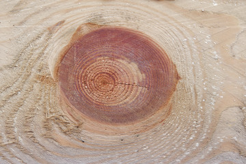 Wooden board with knot background texture