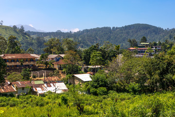 Fototapeta na wymiar Hotels in Ella, a small town in the highlands of Sri Lanka. Approx 1000m high, the town is rich on bio-diversity, surrounded by forest and tea plantations. Located in the Uva province