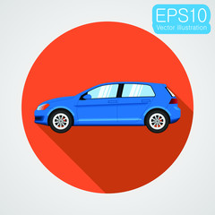 Passenger car icon. Vector eps10 illustration in flat design