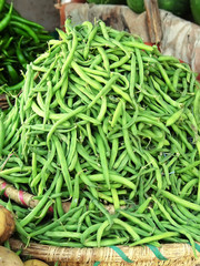 Pile of fresh bean in a basket