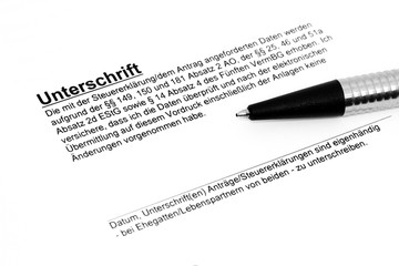 Unterschrift auf der Steuererkl&auml;rung