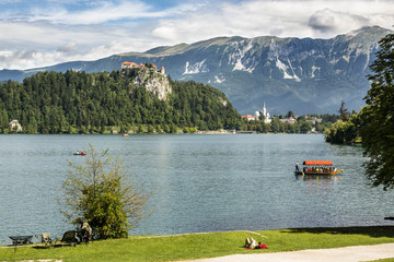 Landscape summer of Lake Bled, Julian Alps, Slovenia