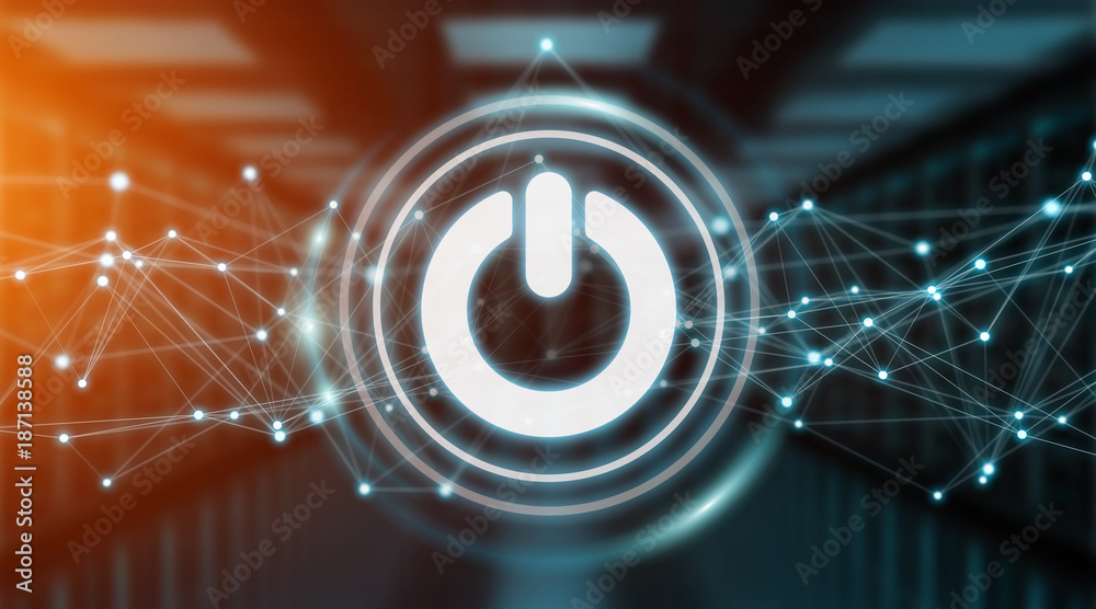 Aufkleber power energy icon with connections 3d rendering