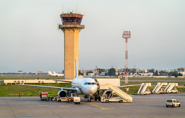 Airplane at Carthage International Airport near Tunis, Tunisia