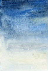 Abstract Watercolor Blue Background on Textured Paper