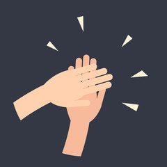 Human hands clapping, flat design graphic element, isolated vector on dark background - 187140510