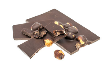 Black chocolate tile with hazelnut