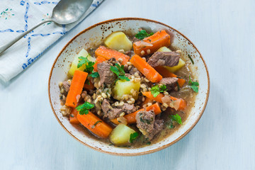 Traditional Irish stew - high angle view