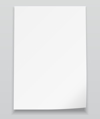 White sheet of paper. Realistic vector background.