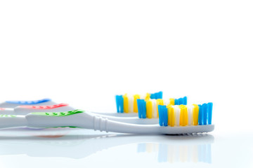 tooth brushes close up
