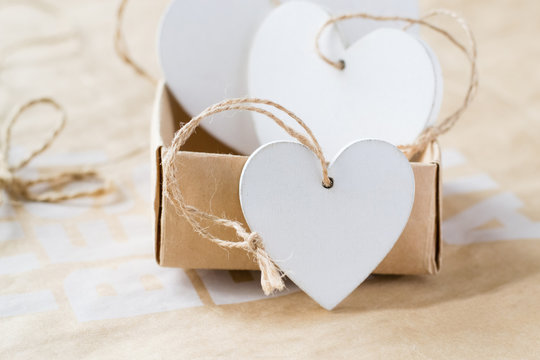 Wooden white hearts